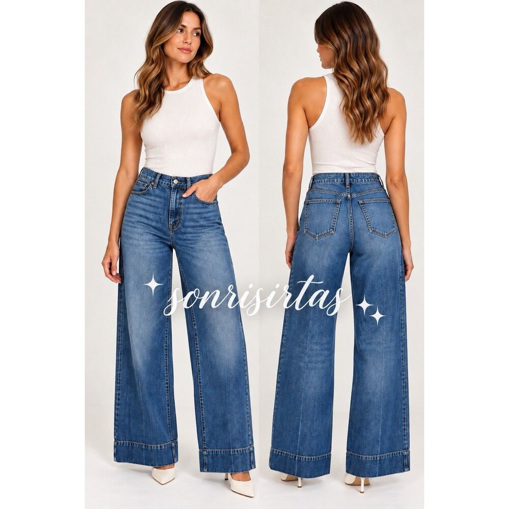 Madewell Superwide Leg Jeans Size 25 Cashmere Blend High Rise Wide Leg Jean